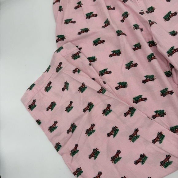 J Crew Factory Flannel Sleepwear Pants Red Car Christmas Tree Pink Size M - Picture 3 of 9